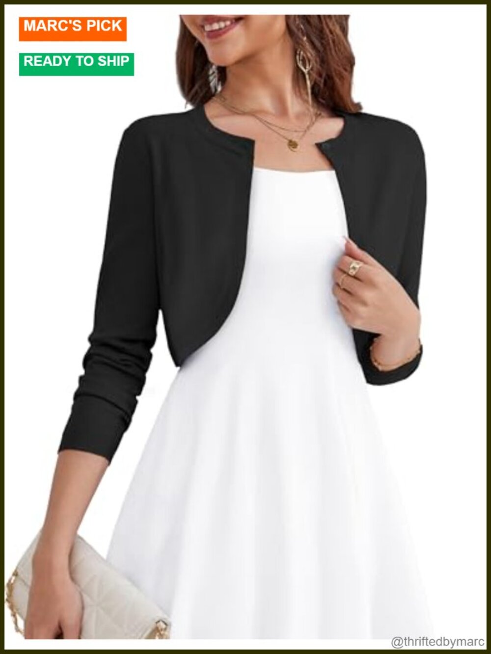 Women's Long Sleeve Cropped Cardigan Open Front Bolero Shrug